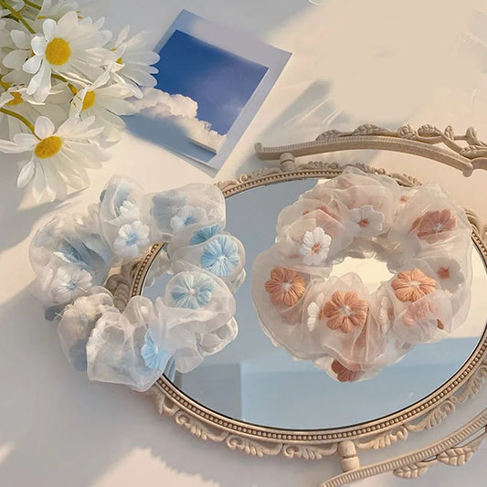Embroided Organza Scrunches