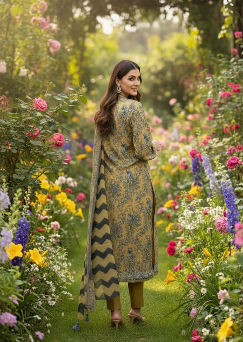 2 PC-Unstitched Printed Cambric Suit- MM