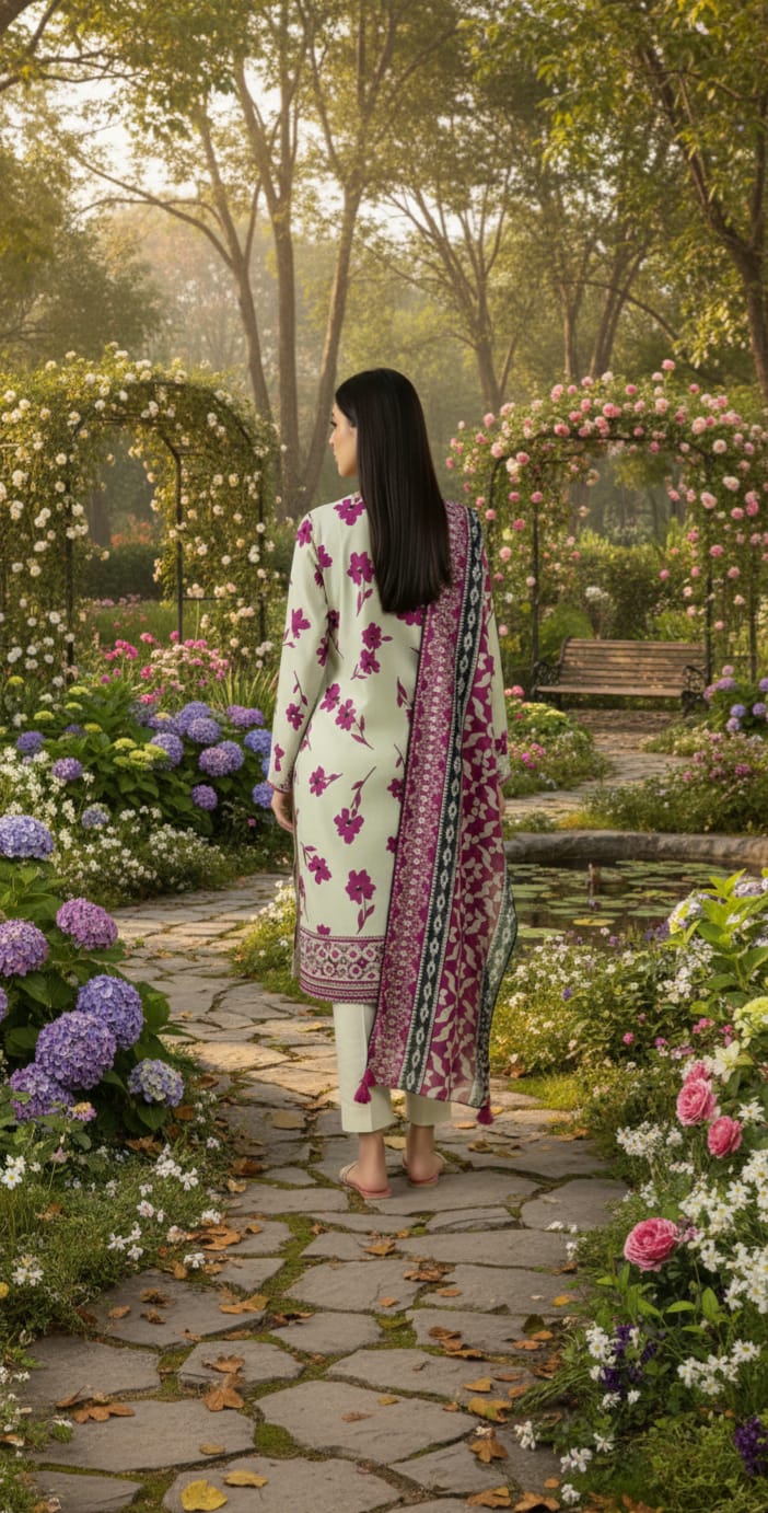 2 PC-Unstitched Printed Cambric Suit- FG