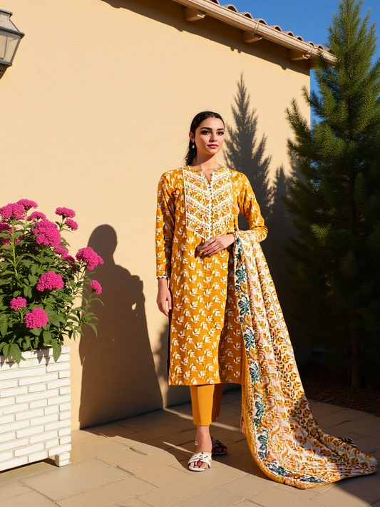 2 PC-Unstitched Printed Cambric Suit- AG