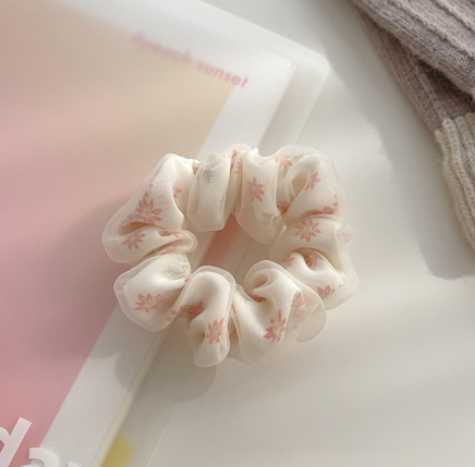 Flower Print Double Layer Silk Organza Scrunches