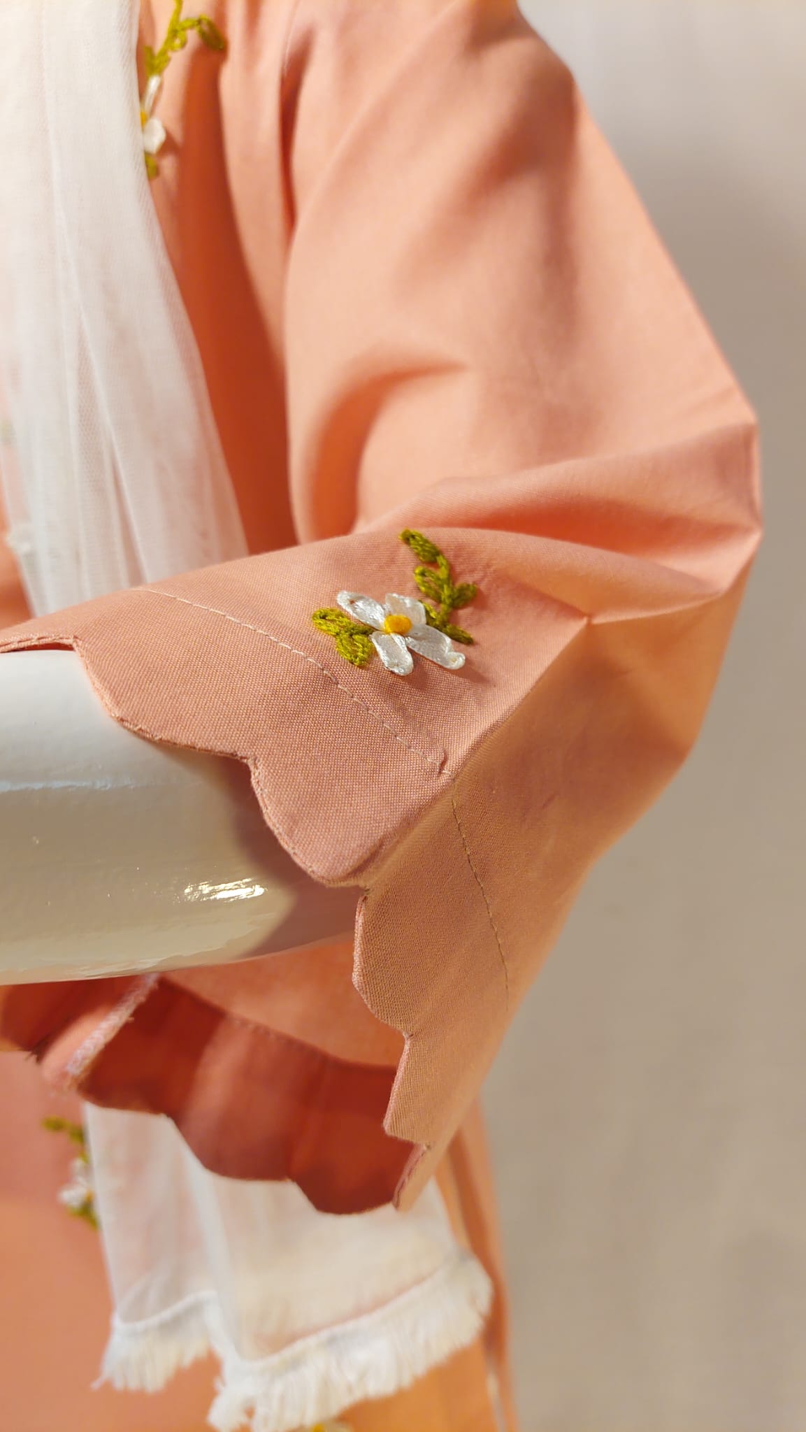 White Flowers On Peach