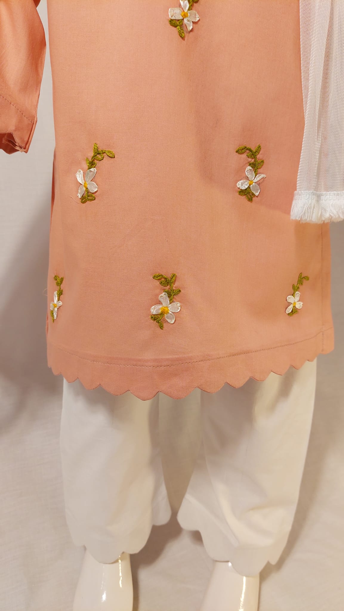 White Flowers On Peach