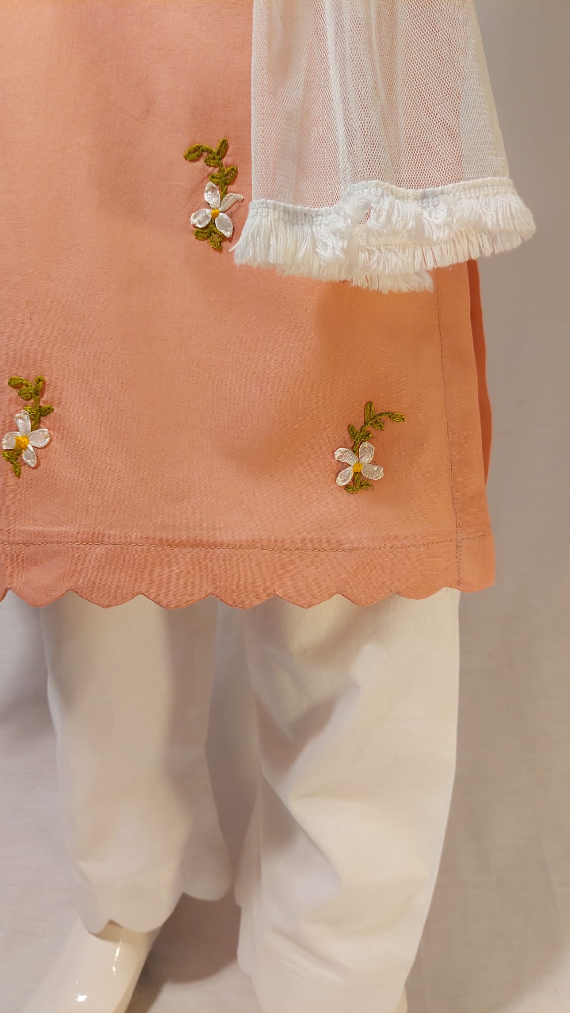 White Flowers On Peach