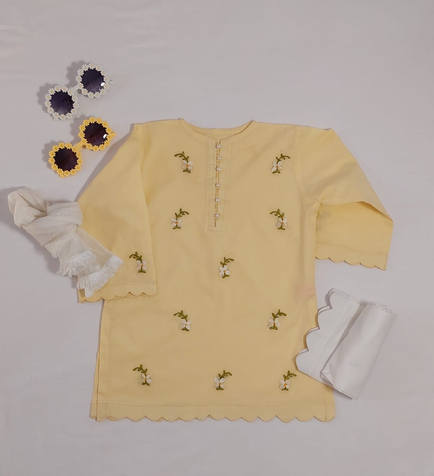 White Flowers On Yellow