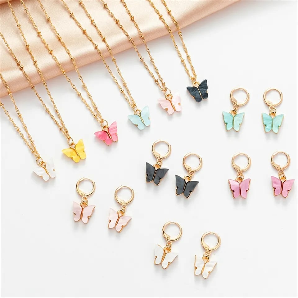 Butterfly Necklace and Earrings