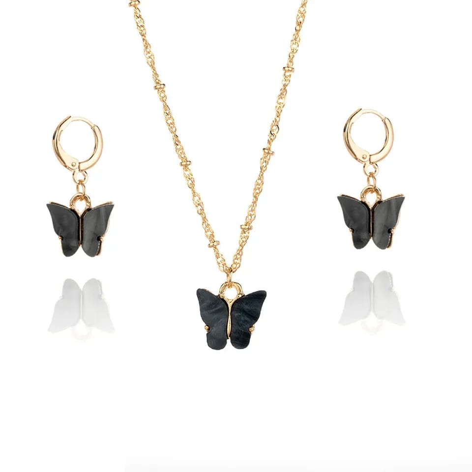 Butterfly Necklace and Earrings