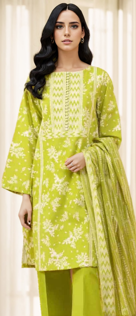 2 PC-Unstitched Printed Cambric Suit- WP