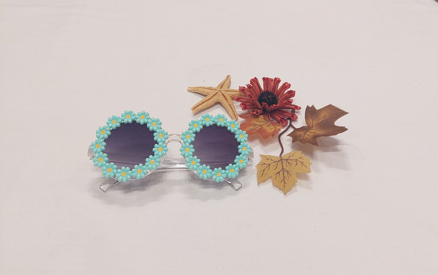 Green Flower Glasses
