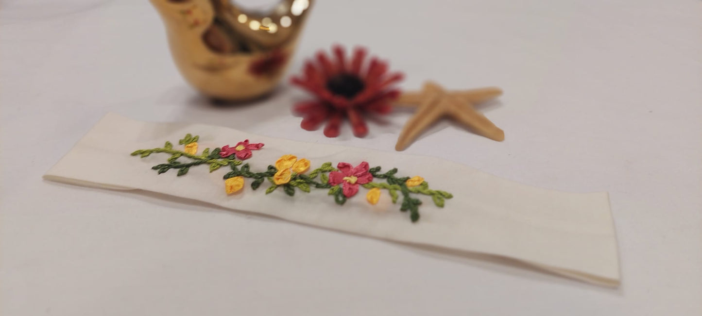 White Embroided Hair Band