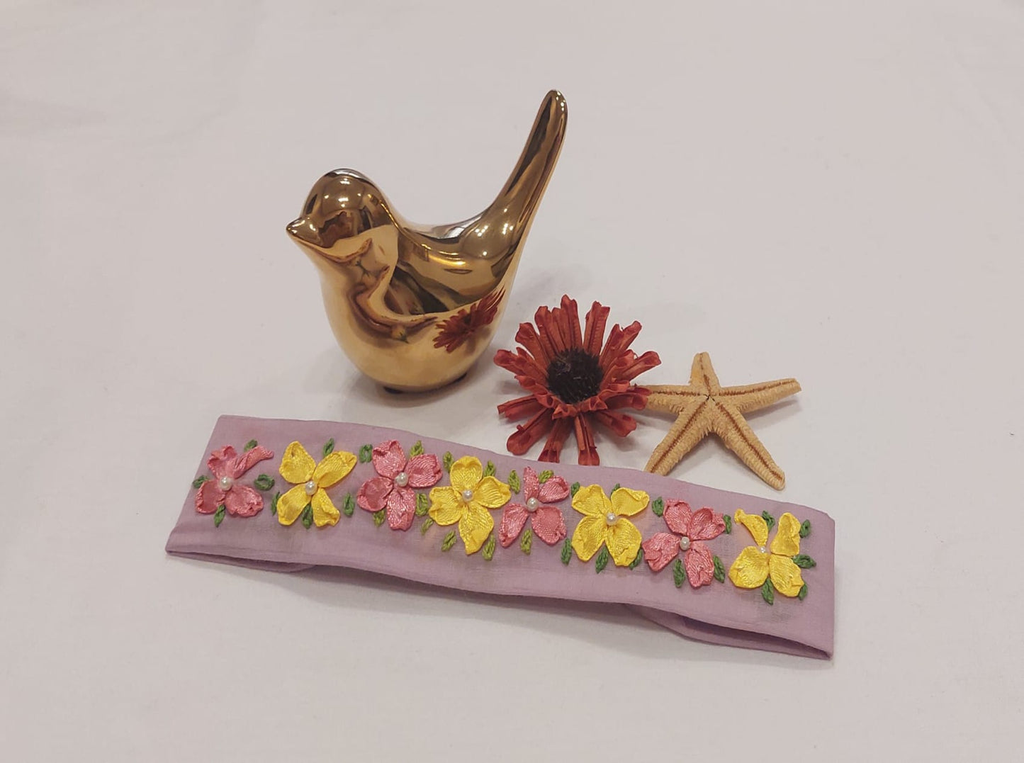 Purple Embroided Hair Band