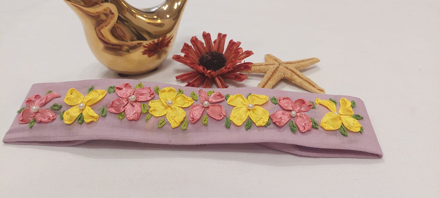 Purple Embroided Hair Band