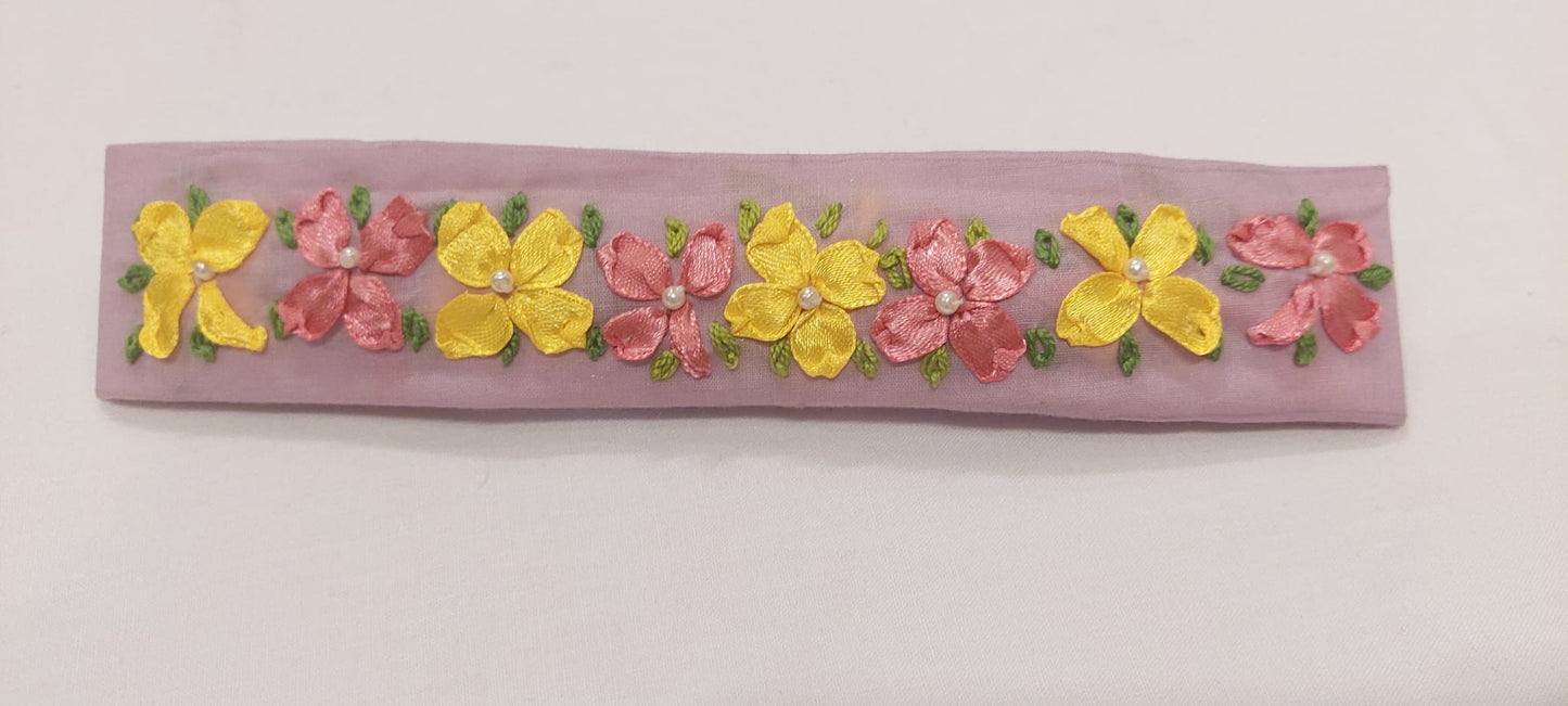 Purple Embroided Hair Band