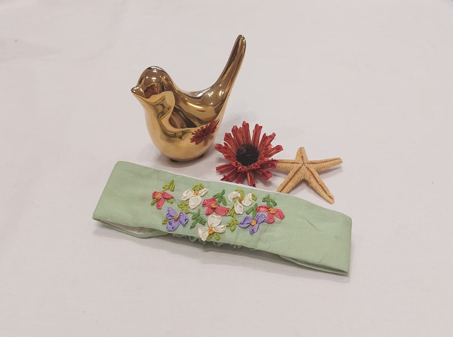 Green Embroided Hair Band