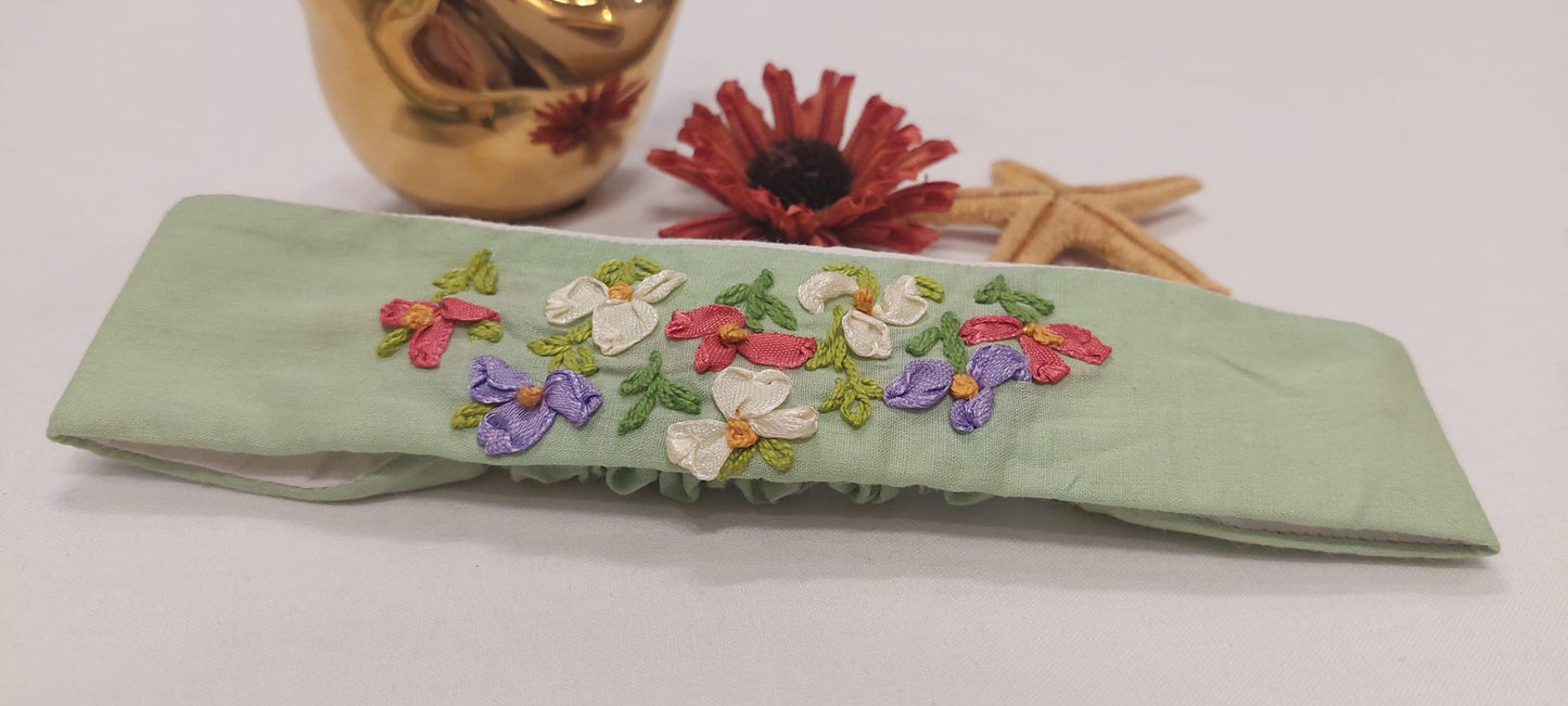 Green Embroided Hair Band