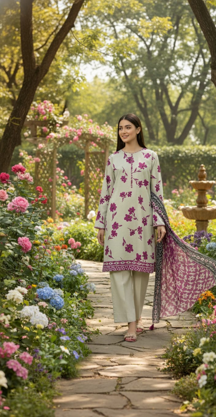 2 PC-Unstitched Printed Cambric Suit- FG