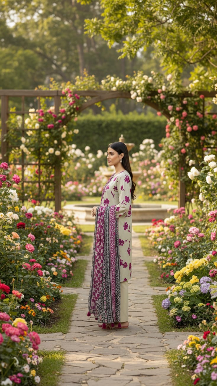 2 PC-Unstitched Printed Cambric Suit- FG