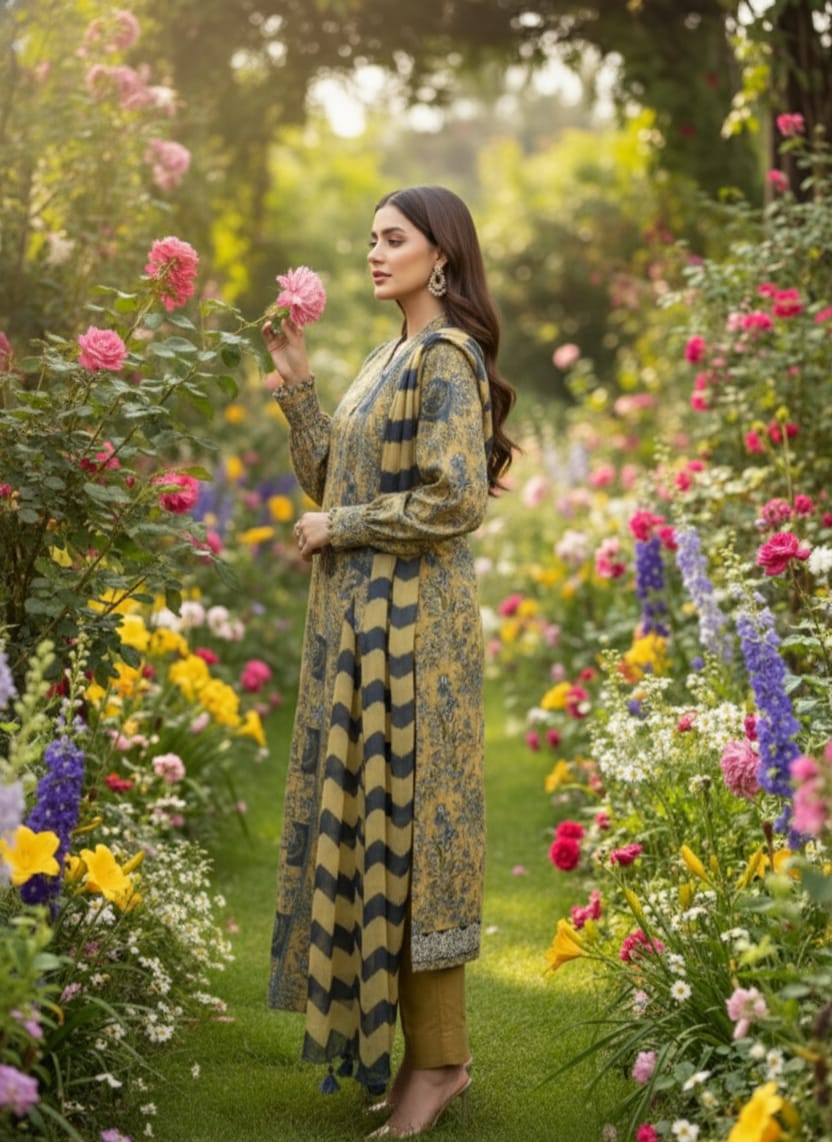 2 PC-Unstitched Printed Cambric Suit- MM