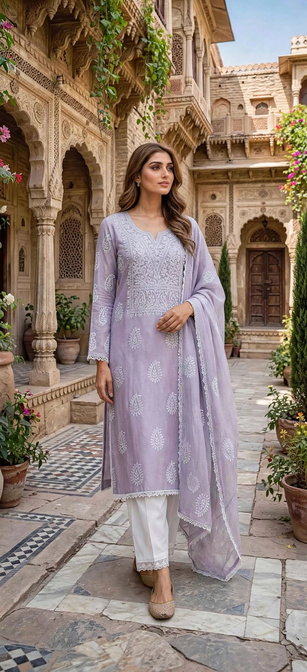 Lilac - Embroidered 3-Piece Stitched Paper Cotton Suit