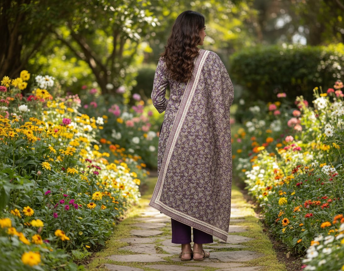 3 PC-Unstitched Printed Cambric Suit- PS