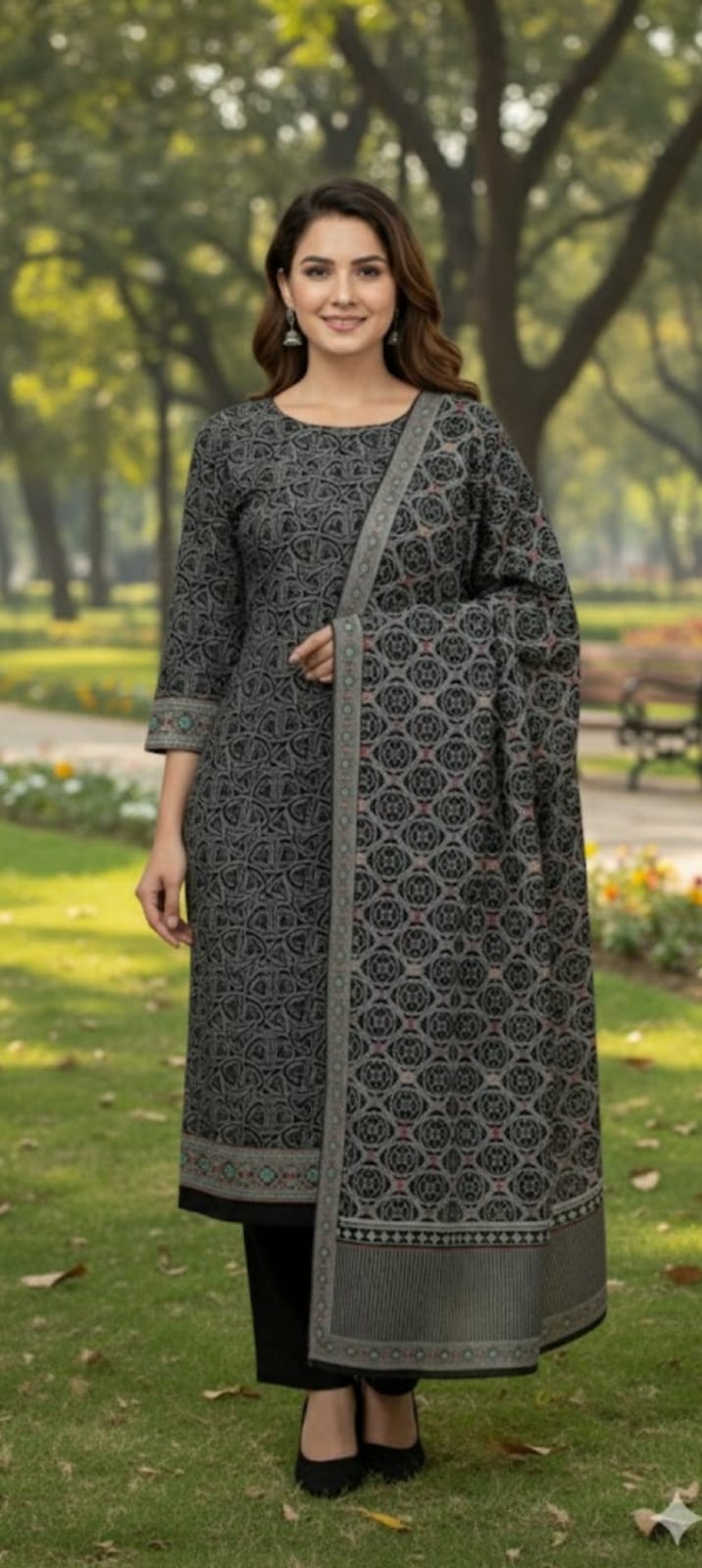 3 PC-Unstitched Printed Cambric Suit- MG