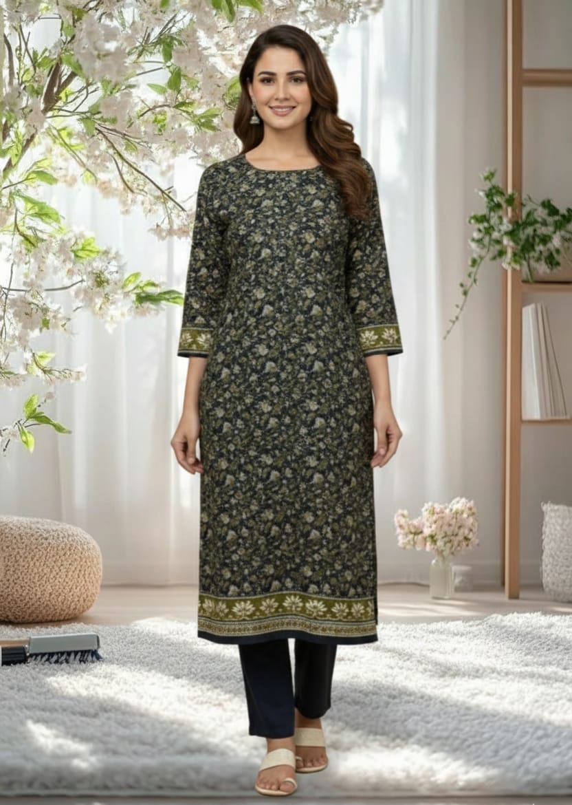 3 PC-Unstitched Printed Cambric Suit- BG